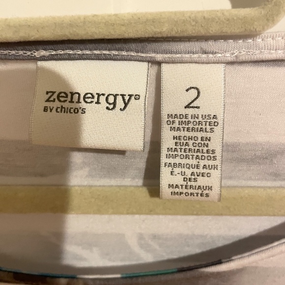 Size Large Chicos Zenergy Blue and Black Flower and Geometric Tunic - Picture 3 of 3